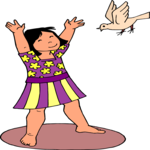 Girl & Bird 3 Clip Art