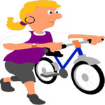 Woman Walking Bike Clip Art