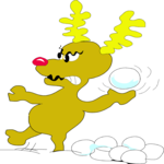 Reindeer Snowball Fight 05 Clip Art