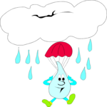 Rain Drop with Parachute Clip Art