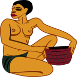 Woman with Basket (2) Clip Art