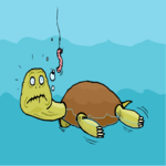 Turtle with Worm Clip Art