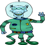 Space Alien Waving 2 Clip Art