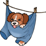 Puppy on Clothesline Clip Art