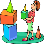 Girl with Building Blocks Clip Art
