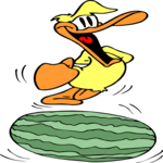 Duck Riding Watermelon Clip Art