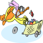 Duck & Grocery Cart Clip Art