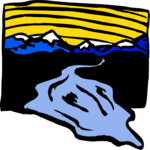 Mountains & River 1 Clip Art