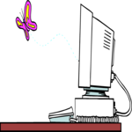 Computer with Butterfly Clip Art