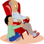 Father & Son Watching TV Clip Art