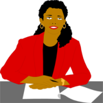 Woman at Desk 1 Clip Art