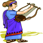 Woman Playing Lyre Clip Art