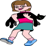 Girl Carrying Cat Clip Art