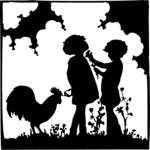 Silhouettes, Kids with Rooster