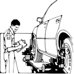 Mechanic Mounting Tires Clip Art