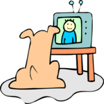 Dog Watching TV 2 Clip Art