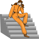 Woman Sitting on Stairs Clip Art