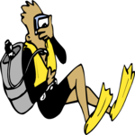 Diver with Keg Clip Art