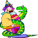 Clown with Snake Clip Art
