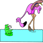 Flamingo & Frog Clip Art