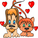 Dog & Cat Romance 2 Clip Art