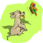 Puppy & Butterfly 2 Clip Art