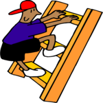 Boy on Ladder Clip Art
