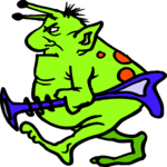 Space Alien with Big Gun Clip Art