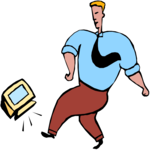 Kicking Computer Clip Art