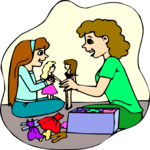Playing with Dolls Clip Art