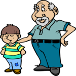 Boy with Grandfather Clip Art