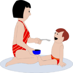 Woman & Child at Beach Clip Art
