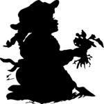 Silhouettes, Girl with Flowers