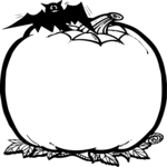Pumpkin & Bat Frame Clip Art