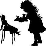 Silhouettes, Girl with Doll 2