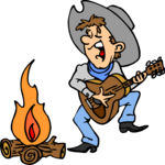 Cowboy Singing By Fire