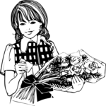 Woman Holding Bouquet Clip Art