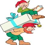 Elves & Present Clip Art