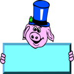 Pig Holding Sign Clip Art