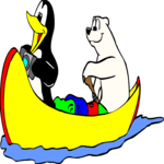 Bear & Penguin on Canoe