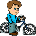 Boy with Flat Tires Clip Art