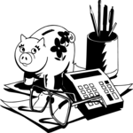 Calculator & Piggy Bank Clip Art