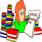 Girl with Supply List Clip Art