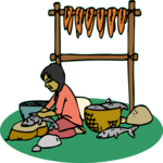 Eskimo Woman Preparing Fish Clip Art