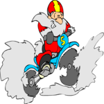 Santa on Motorcycle 1 Clip Art