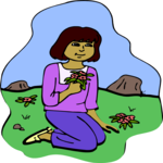 Woman with Flowers 2 Clip Art