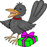 Blackbird with Gift Clip Art
