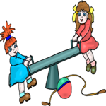 Girls on See Saw Clip Art