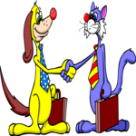 Dog & Cat Shaking Hands Clip Art