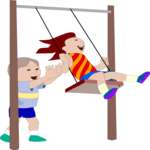 Kids on Swing Clip Art